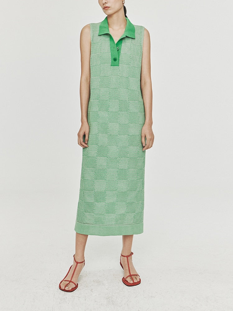 Robe d'été en viscose à manches courtes pour femme, motif tissé en damier, en fil de papier japonais, col en V, nouvelle collection